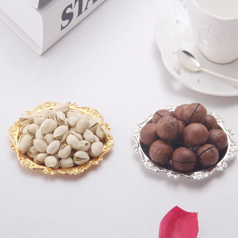 Посеребренный металлический поддон для торта тарелка фруктов десертная