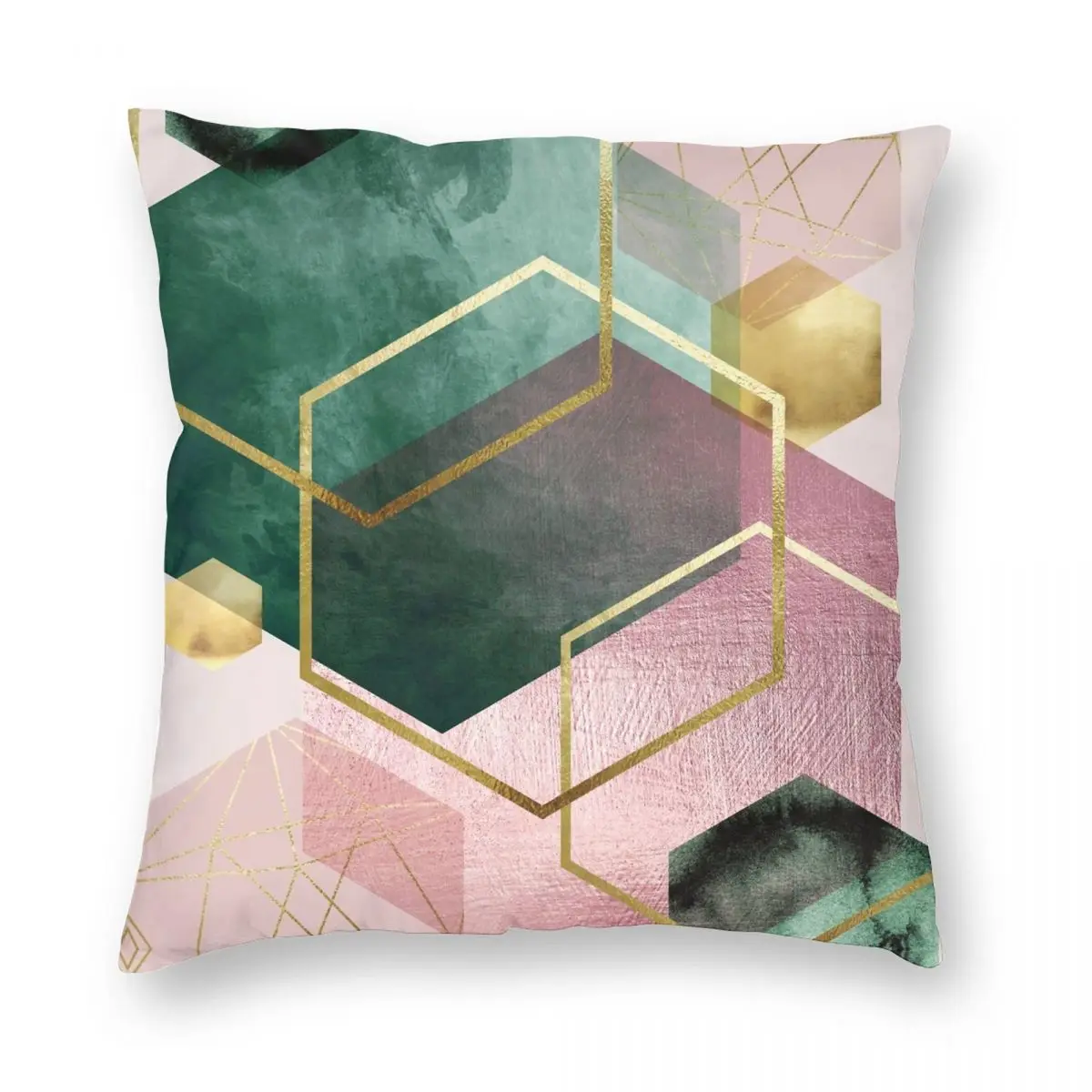 

Emerald Green And Pink Geo No 1 Square Pillowcase Polyester Linen Velvet Pattern Zip Decorative Bed Cushion Cover Wholesale