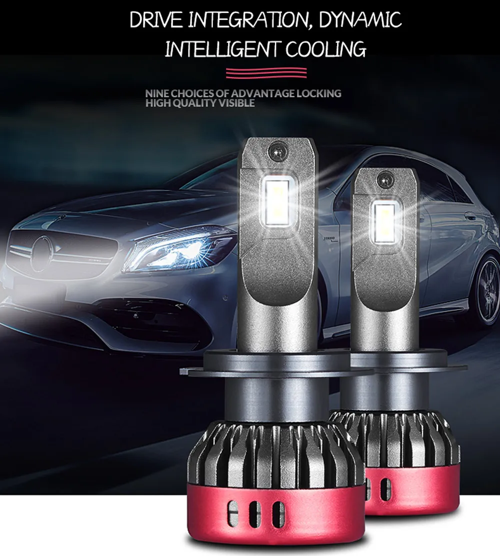 Автомобильные фары H7 светодиодный H4 светодиодный H1 H11 H3 H8 H13 880 881 9005 9006 9012 55 Вт 6000LM 6000K 6500K 12V 24V Авто противотуманных фар с возможностью креативного бордовый лампа