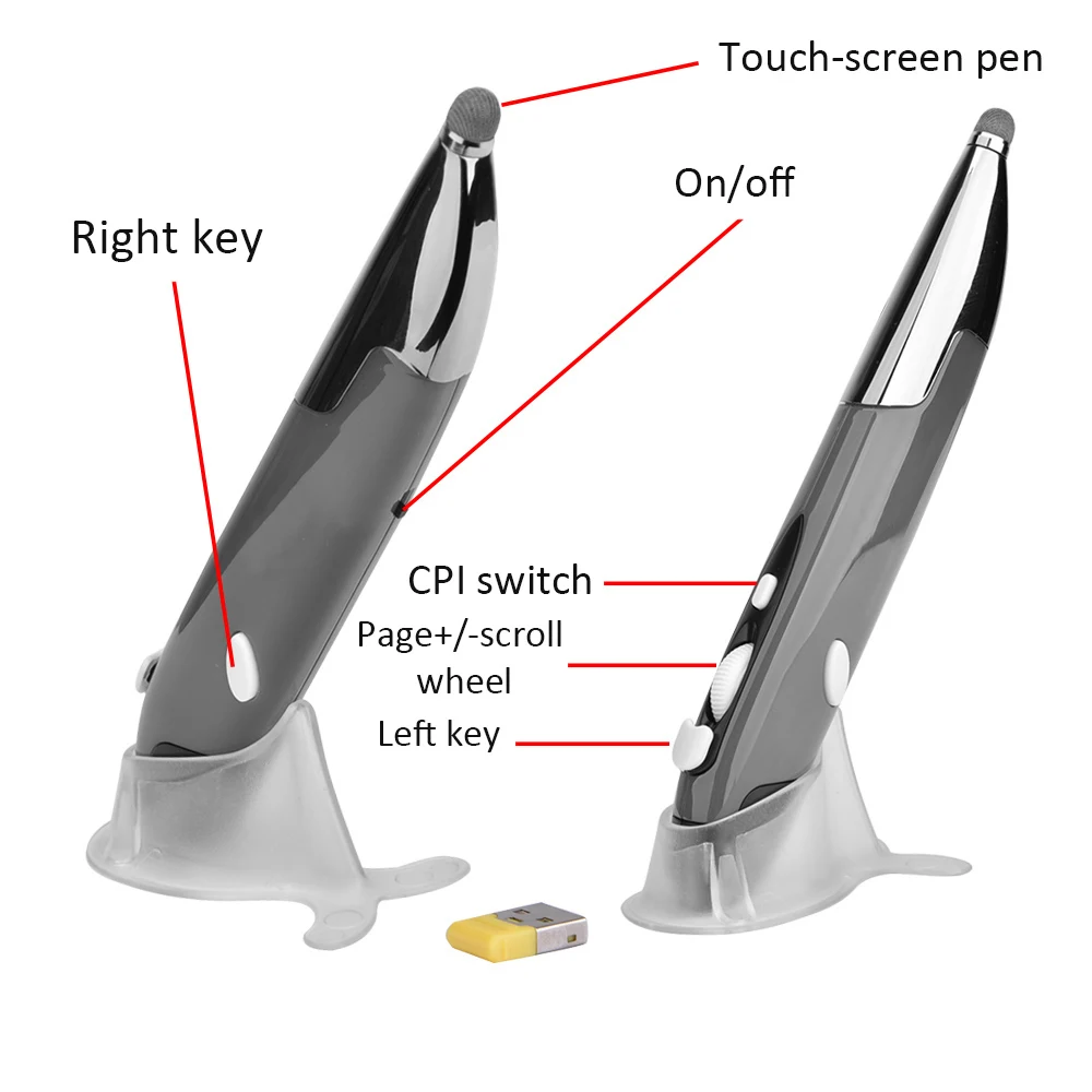 

2.4Ghz Wireless penmouse Optical Touch-pen Mouse 800/1200/1600DPI Ergonomic Wireless Mouse Pen with Stylus Function Handwriting