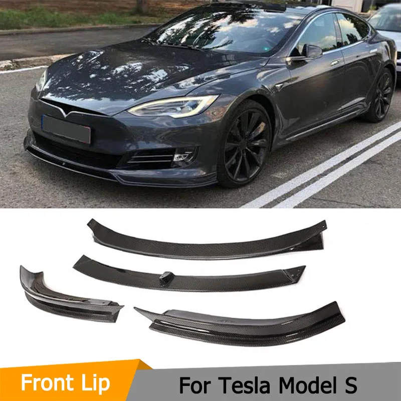 

Car Front Bumper Lip Chin Spoiler For Tesla Model S 70D P85D 90D P100D Sedan 2016 - 2020 Carbon Fiber Front Lip Chin Apron