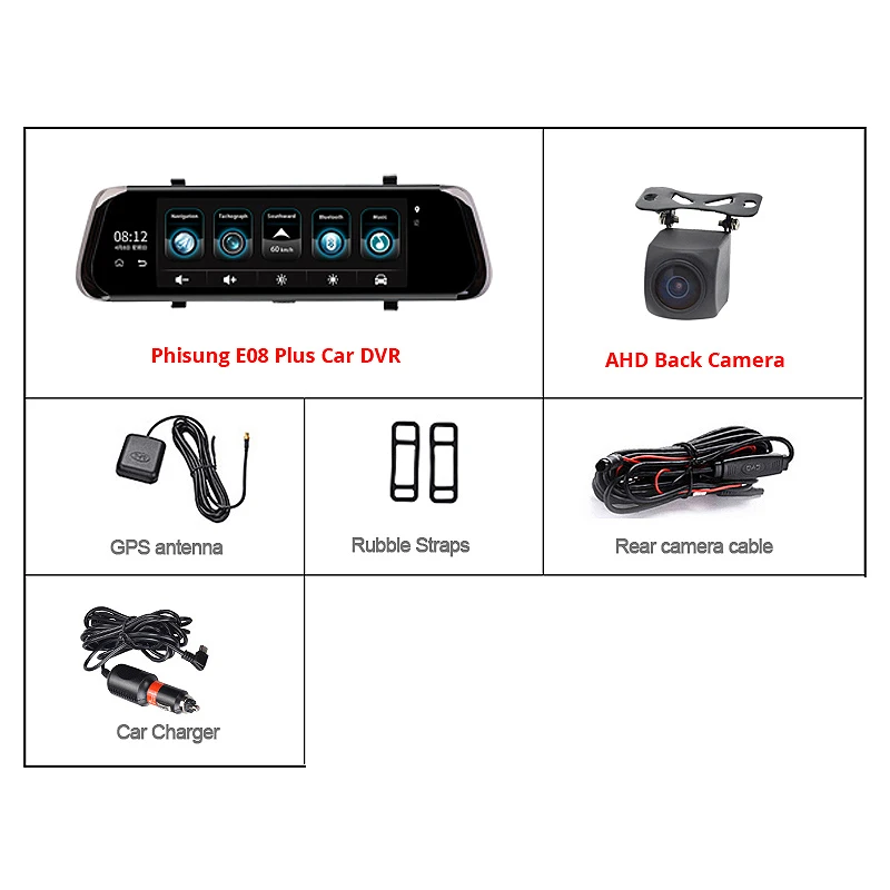 E08 Plus Car Dvr 10 inch Ips Press 4G Mirror Dvr Android Adas Gps Fhd 1080P Wifi Auto Registrar Rear View Mirror With Camera