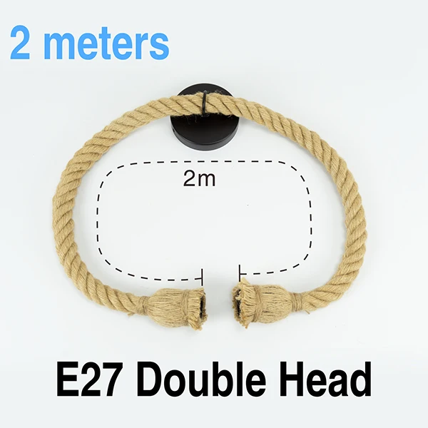 2M Double Rope Винтажный подвесной светильник Эдисона с пеньковой веревкой, держатель E27 1 м 1,5 м 2 м 3M, креативный подвесной светильник, промышленный светильник, базовый Декор - Цвет: 2M Double Rope