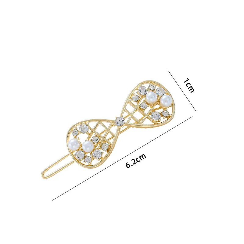 Блестящие заколки для волос полые Стразы жемчужные женщин милые геометрические