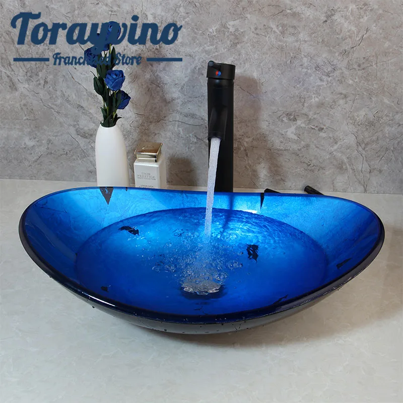 

Набор для раковины Torayvino DE для ванной комнаты, умывальник, столешница, раковина из закаленного стекла, Набор смесителей для раковины