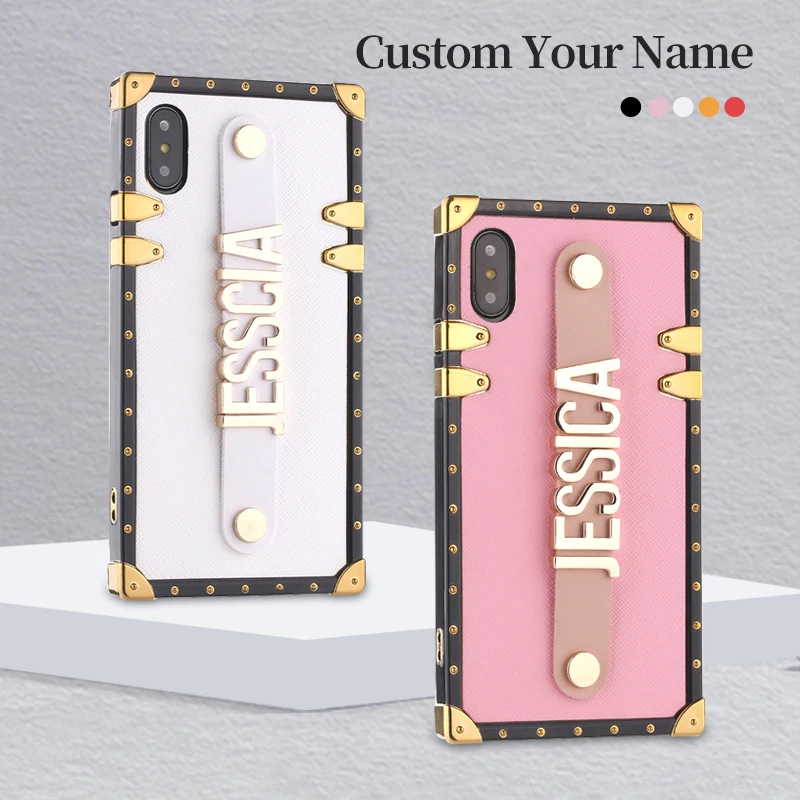 Кожаный чехол-багажник с ремешком Золотистый металлический чехол для iPhone 12 11 Pro 6S