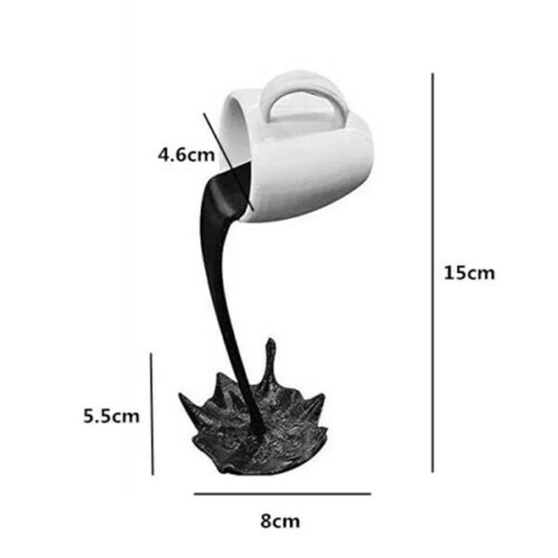 

Creative Floating Cup Sculpture Pouring Liquid Coffee Cup 3D Three-dimensional Art Ornaments Home Decoration Accessories