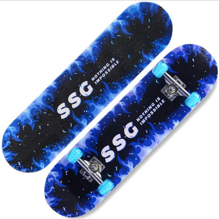 

Four-wheeled Maple Silent Skateboard Skate Board Painted Back Panel Teenager Adult Skating Street Board Beginer HWC