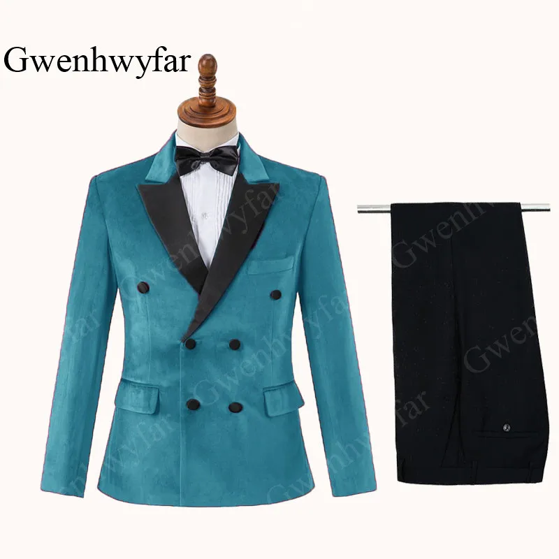 Gwenhwyfar синие бархатные костюмы повседневные на заказ лучшие мужские облегающие