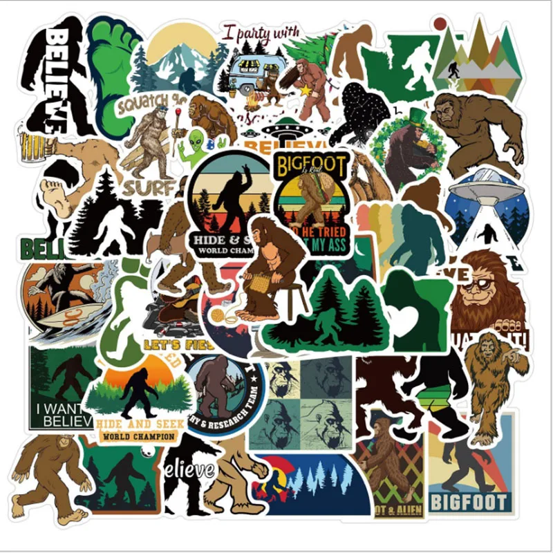 

50 pcs Bigfoot savage Graffiti Waterproof Skateboard Travel Suitcase Phone Laptop Luggage Stickers Cute Kids Girl Toys