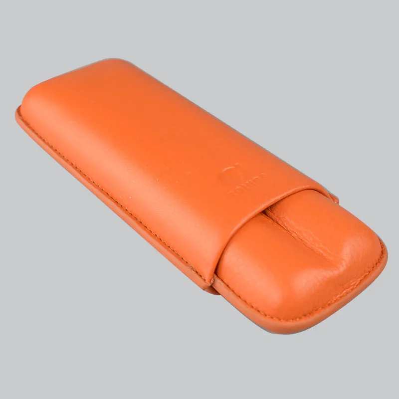 COHIBA оранжевый мягкий кожаный чехол для сигар 2 трубки с красивой подарочной
