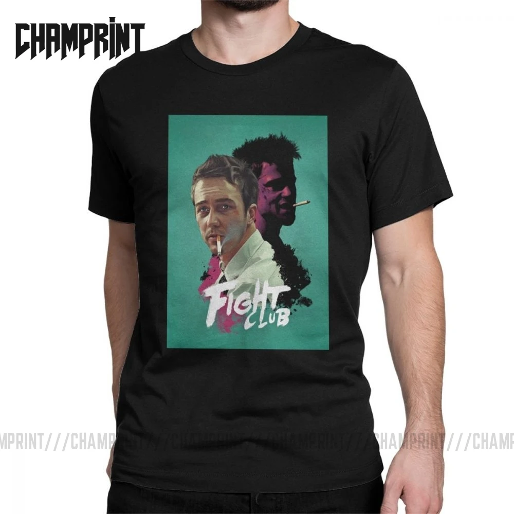 Men T-Shirts Fight Club Movie Poster Humorous Pure Cotton Tee Shirt Short Sleeve Tyler Rule Carter Soap Movie T Shirts Clothing