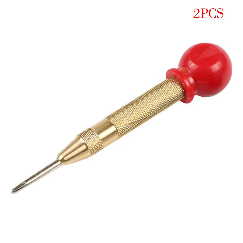 

2 Pieces Center Pin Punch Automatic Center Strike Spring Loaded Window Breaker Drilling Marking Tool, Yellow with Cap
