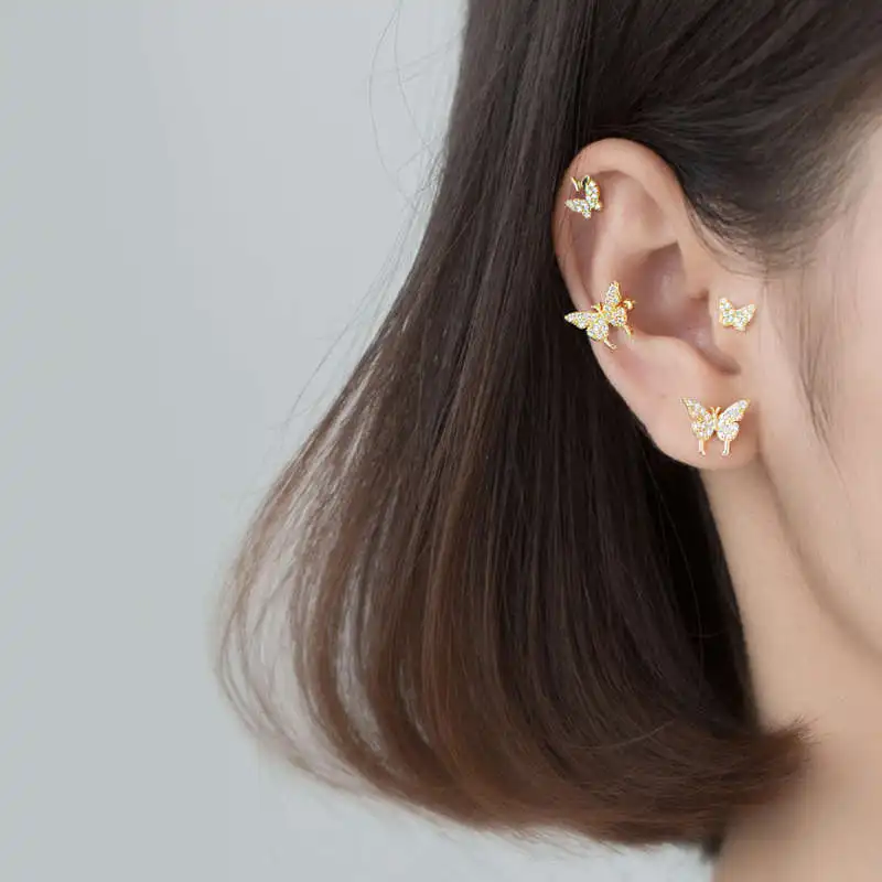 

PONYKISS Romantic S925 Sterling Silver butterfly Zircon Stud Earrings For Women Anniversary fine Jewelry Accessories chic Gift