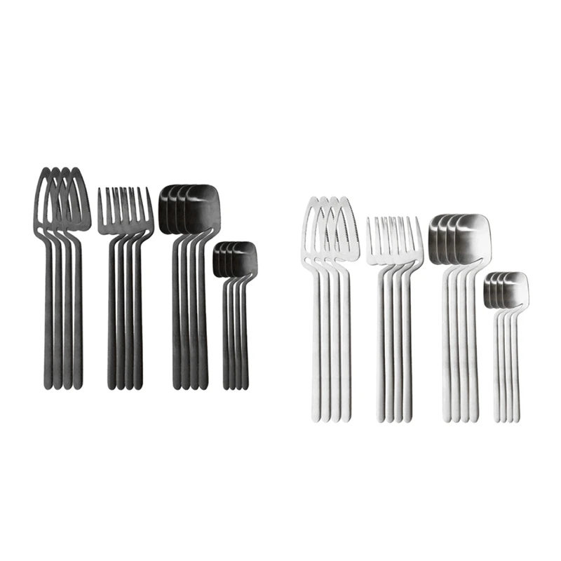 

16Pcs/Set 304 Stainless Steel Dinnerware Set Knife Fork Spoon Dinner Set Kitchen Flatware Tableware Set