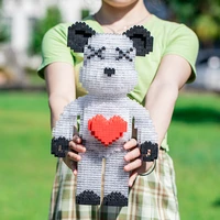 diy darkly violent bear bricks net red love bear model set mini assemble building blocks antistress collectible toy for kid gift