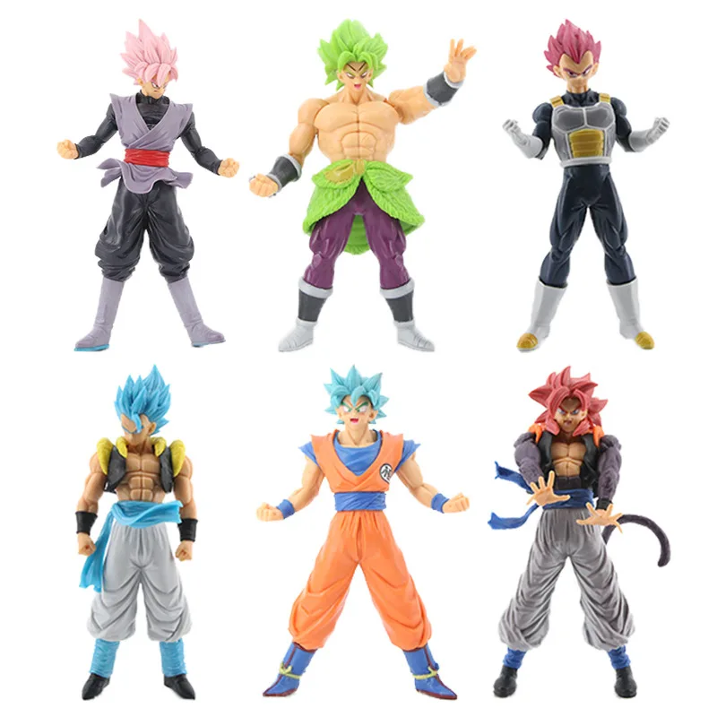 6 PCS  Dragon Ball Figures Super Saiyan Son Goku Broli Gogeta Vegeta IV Model Decoration Scenery Hand-made TOY SET