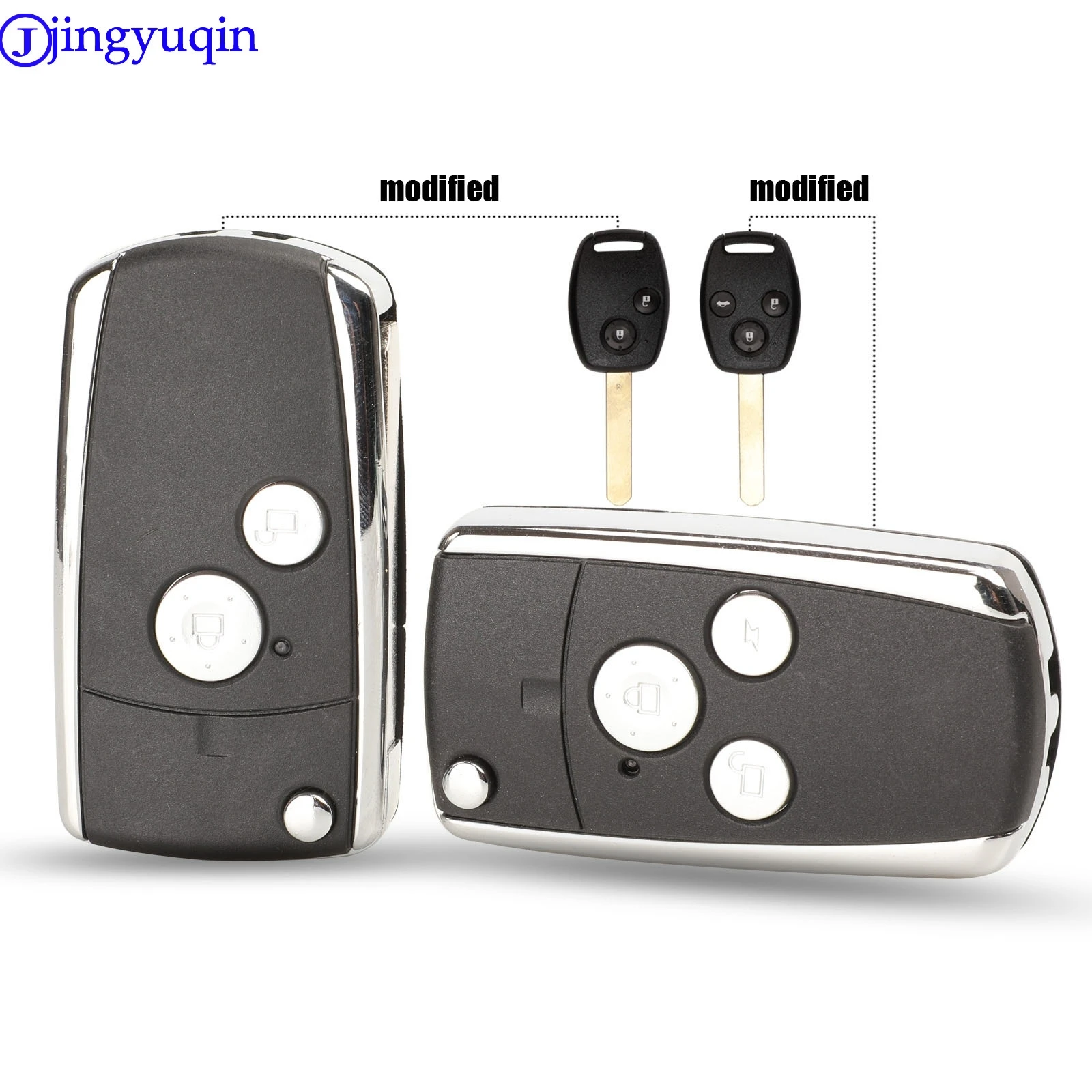 jingyuqin Modified 2/3 Buttons New Style Flip Folding Key Shell Case Keyless Fob Cover For HONDA ACCORD CRV CIVIC ODYSSEY Pilot