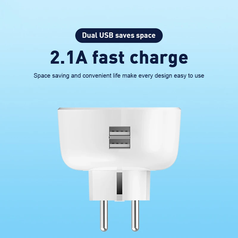 

Smart WiFi EU Plug Socket Double USB Port Smart Plug Support For Alexa Google Home Accessories & Parts