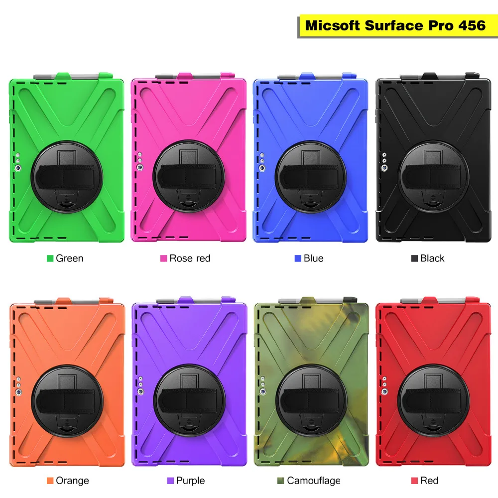 Чехол для microsoft Surface Pro 6/Pro 5/Pro 4, с держателем для ручек, безопасный ударопрочный Прочный силиконовый Жесткий держатель для рук
