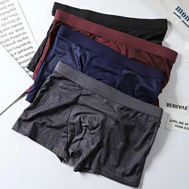 Male Panties Modal Men's Underwear Boxers Breathable Man Ice Silk Sexy U Convex Boxer Solid Underpants Comfortable Mesh Shorts superbody underwear men boxer shorts sexy u convex design mesh breathable male panties underpants boxers for man