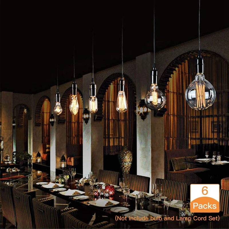 

6-Pack Bakelite Lamp Holder E26/ E27 Light Socket Vintage Bulb Socket ES Screw Lampholder for Ceiling/Pendent/Floor