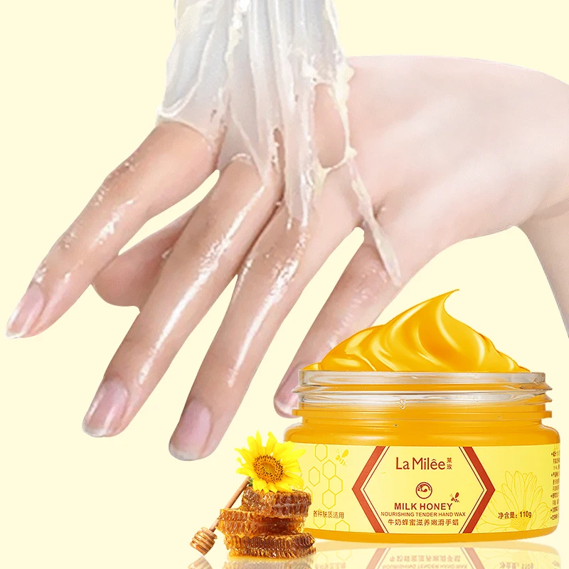 

110g Milk Honey Hand Masks Hyaluronate Beeswax Hand Cream Moisturizing Whitening Exfoliating Tender Smoother Hand Care Scrub