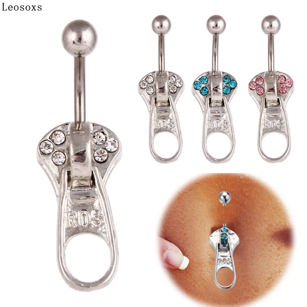 

Leosoxs 1 piece Hot sale zipper punk style navel ring navel nail navel buckle body piercing jewelry belly button rings
