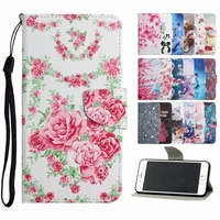 patterned coque leather case for huawei y5p y6p y7p y7a p30 p40 honor 10x lite p smart z 2019 2020 2021 floral stand cover p20f