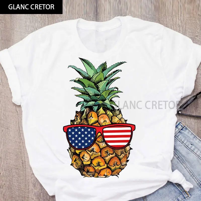 

Watermelon Pineapple Sleeve Lady Tops Womens Clothing Women T-Shirt Summer Printed Fruit Short Graphic Tee Female T Shirt
