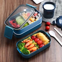 japanese style multi layer lunch box food container storage portable leak proof bento box for kids with soup cup breakfast boxes