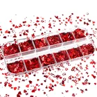 12 ячеек голографические Блестящие бабочки для ногтей Блестки День Святого Валентина сердце 3D хлопья Смешанная форма украшения для ногтей маникюр