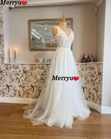 dream wedding dresses lace appliques 3d flowers beach bride gown boho country wedding gown