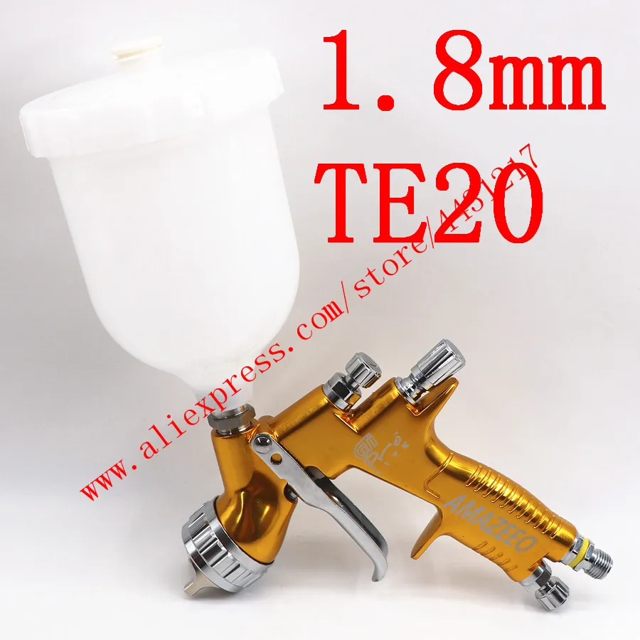 Golden 1.8mm TE20 Lvmp Профессиональный высокоэффективный gti pro lite пистолет-распылитель TE20 T110 1,3/1,8 мм краска на водной основе Автомобильный Краскораспылитель - Цвет: Golden 1.8mm TE20