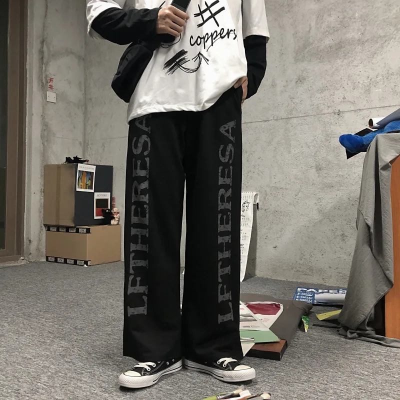 Мужские свободные брюки с широкими штанинами повседневные Прямые спортивные в