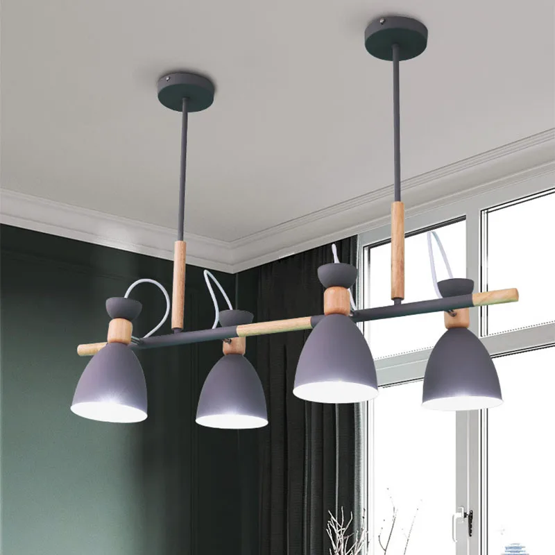 

Креативная деревянная потолочная плита с двумя головками в скандинавском стиле, 4 головки, люстра для кухни, спальни, гостиной, ресторана, от...