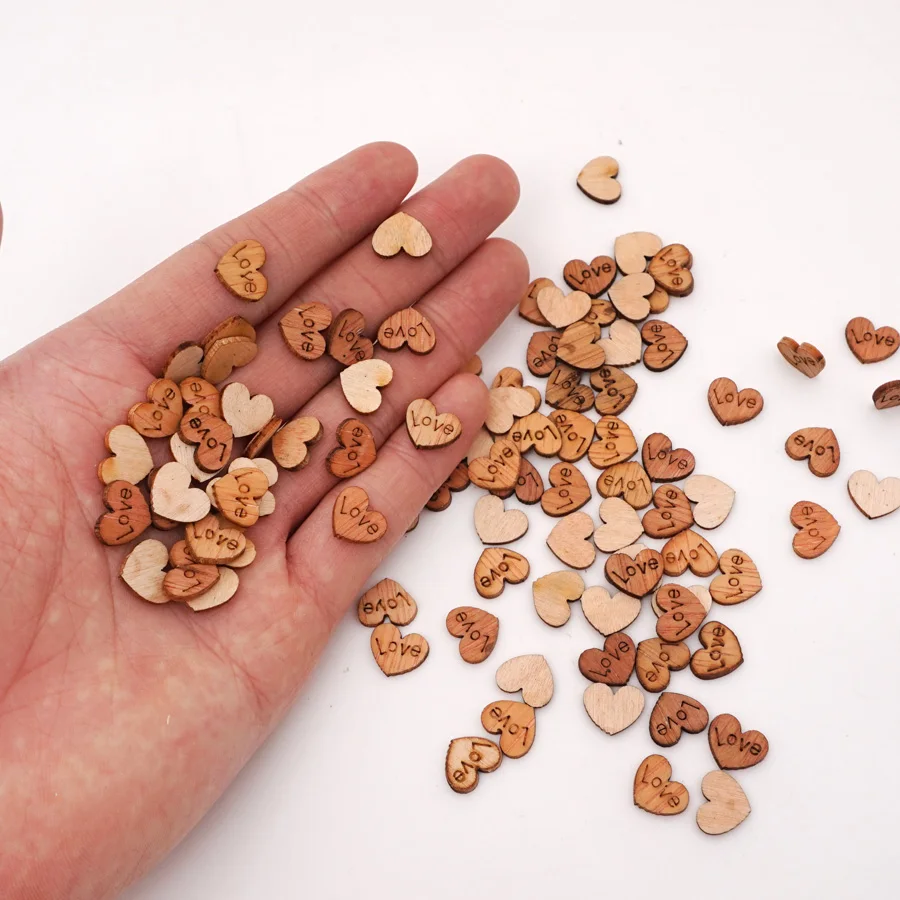 100 шт./лот деревянные поделки в форме сердца Креативные украшения для свадебной