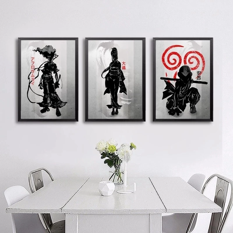 

Japanese Abstract Anime Black Shadow Poster Canvas Painting Mural Bedroom Home Decoration Room Decor Aesthetic