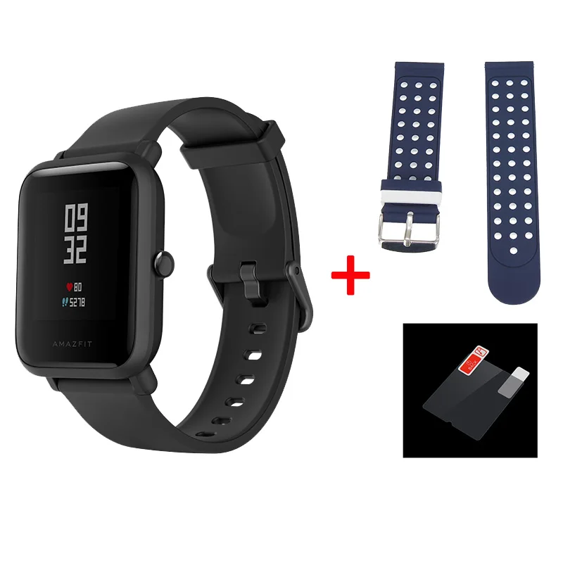 black and blue Английская версия Huami Смарт-часы Amazfit Bip Lite 45 дней Срок службы батареи 3ATM сердечный ритм Amazfit Bip Lite Часы Android iOS - Цвет: black and blue