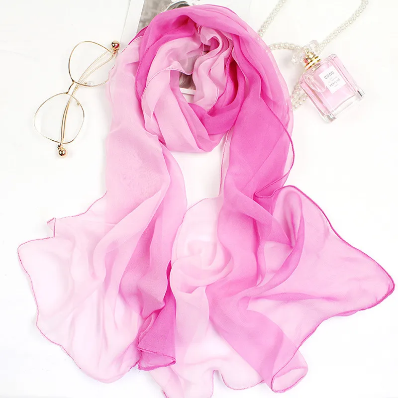 

160*50cm Summer Thin Chiffon Woman Scarf Soft Long Gradient beach pareo femme foulard Hijab Head Stole Scarves for ladies