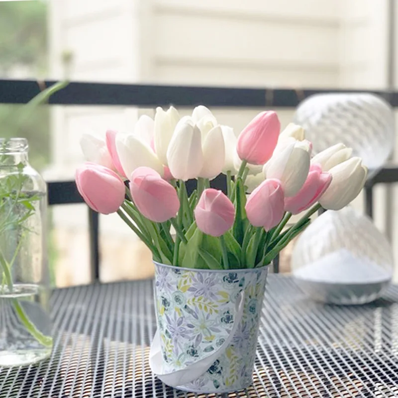 Искусственные цветы из ПУ кожи букет тюльпанов искусственный цветок для