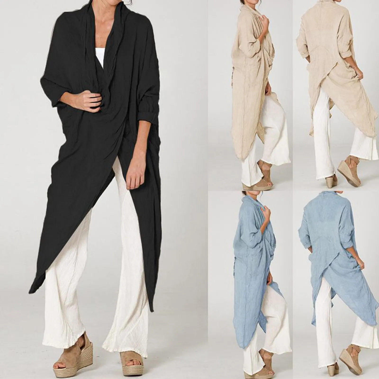 

Sexy Women Irregular slits Shirts Fashion Female Plus Size Loose Casual Streetwear Top Blouse Spring Summer Long Sleeve Blusa
