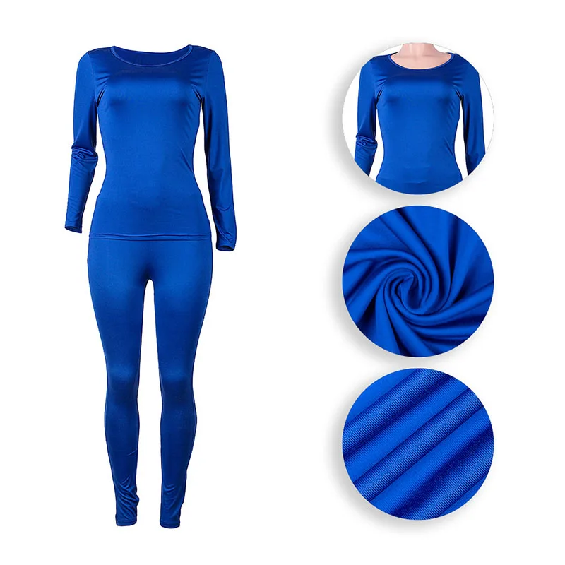 

2020 Autumn Women's Suit European and American Women's Solid Color round Neck Long-Sleeved Upper Garment Pants Two-Piece Set