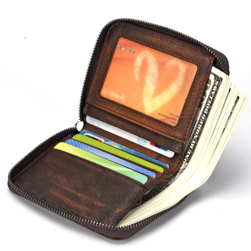 Мужской кошелек AETOO из воловьей кожи с зажимом для денег в стиле ретро
