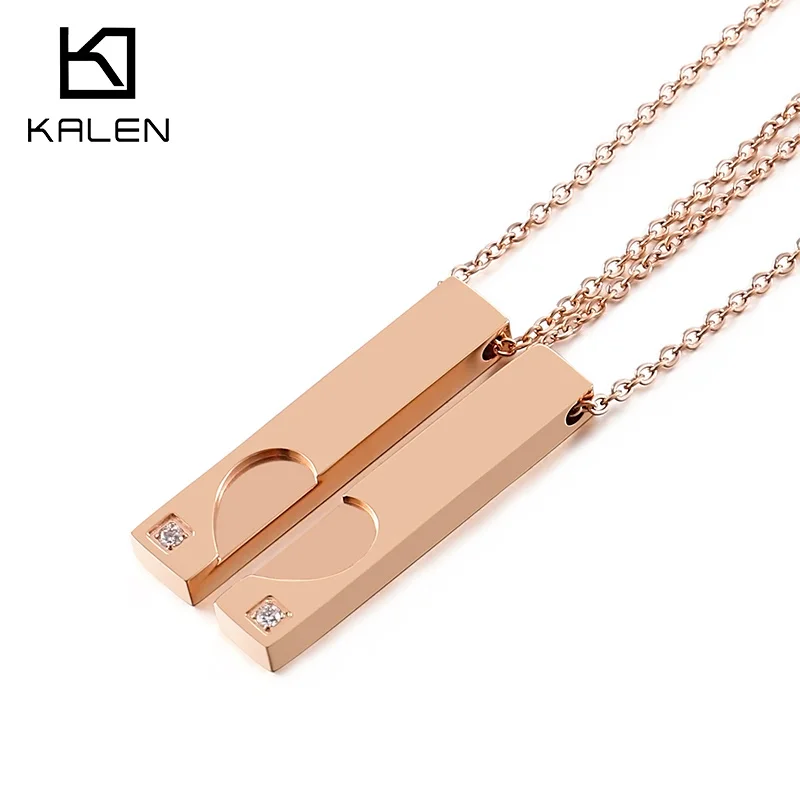 

Kalen Couple Pendant Necklace Love Coupling Stainless Steel is Simple Clasp Chain Necklaces for Women Men Fashion Jewelry