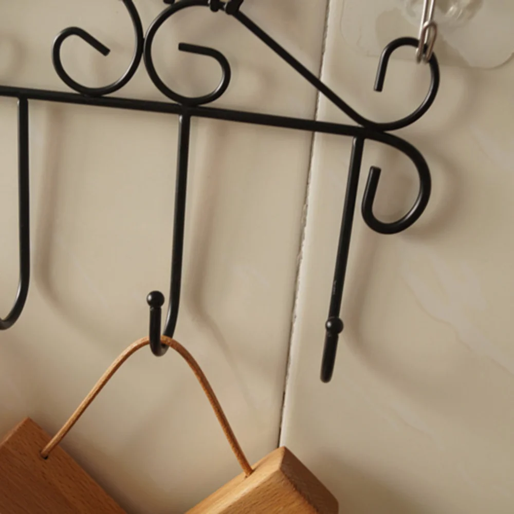 

1pc Coat Hook Lovely Cat Wall Mounted Hook Black Iron Racks Door Hanger for Home Hotel (Black)