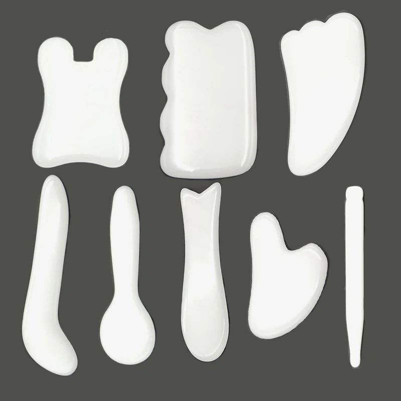 

White Gua Sha Scraper Massage For Face Roller Set Of Gouache Scraper Gua Sha Board Acupuncture Massage Face Lifting Guasha Stone