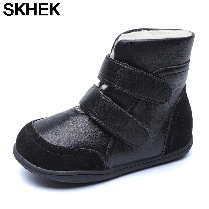 

SKHEK Kids Boots Winter Plush Warm Cotton Baby Snow Shoes For Girls Antiskid Soft Fashion Children Boots Boys Short Boots