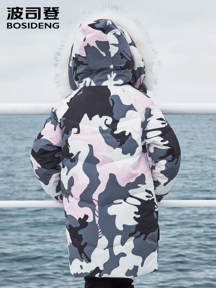 Детская Одежда Bosideng пуховик с большим меховым воротником и капюшоном для