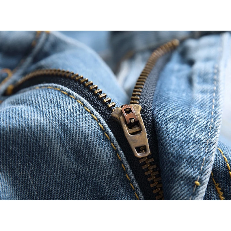 

New Straight Jeans Men Streetwear Destroyed Holes Denim Pants Mens Ripped Hip Hop Cowboy Trousers Casual Slim Fit Biker Jean 42